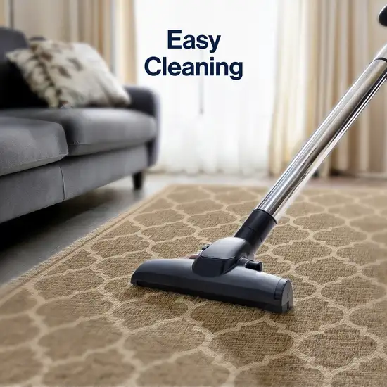 8' Brown And Beige Round Geometric Indoor Outdoor Area Rug Photo 5