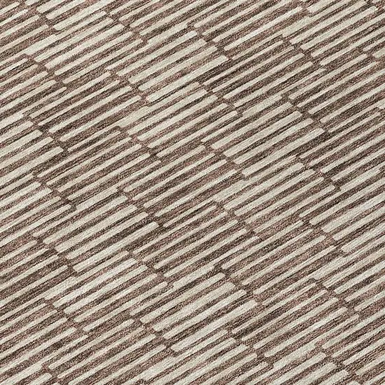 8' Brown And Beige Round Geometric Washable Indoor Outdoor Area Rug Photo 8