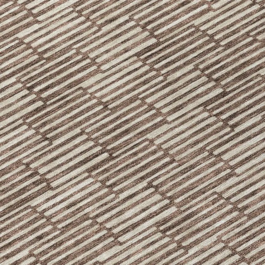 8' Brown And Beige Round Geometric Washable Indoor Outdoor Area Rug Photo 8
