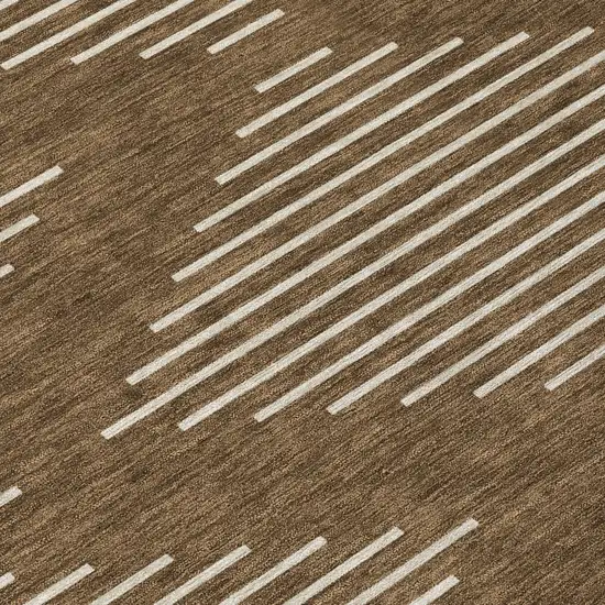 8' Brown And Beige Round Geometric Washable Indoor Outdoor Area Rug Photo 7