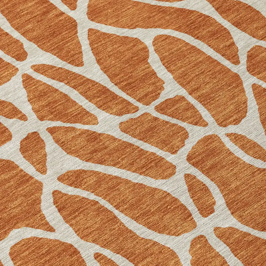 8' Brown And Beige Round Geometric Washable Indoor Outdoor Area Rug Photo 8