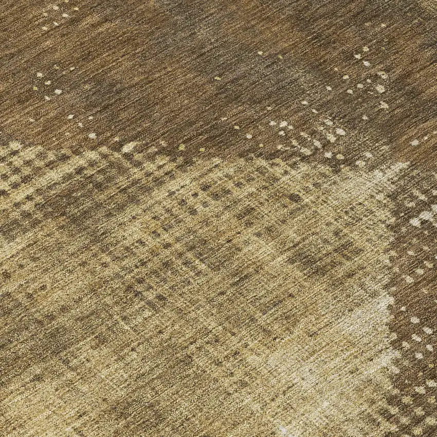 8' Brown And Beige Round Geometric Washable Indoor Outdoor Area Rug Photo 8