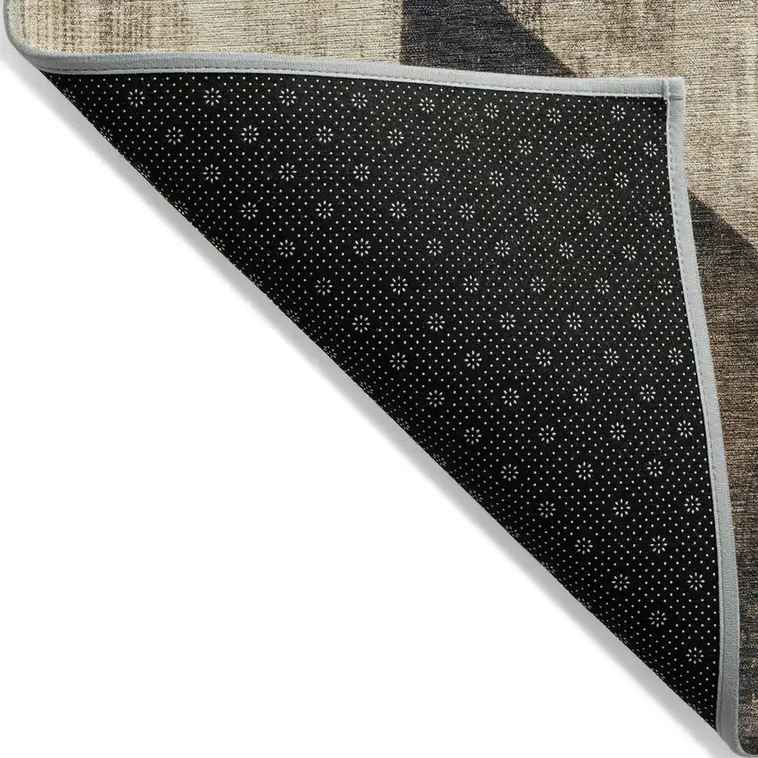 8' Brown And Beige Round Geometric Washable Indoor Outdoor Area Rug Photo 5