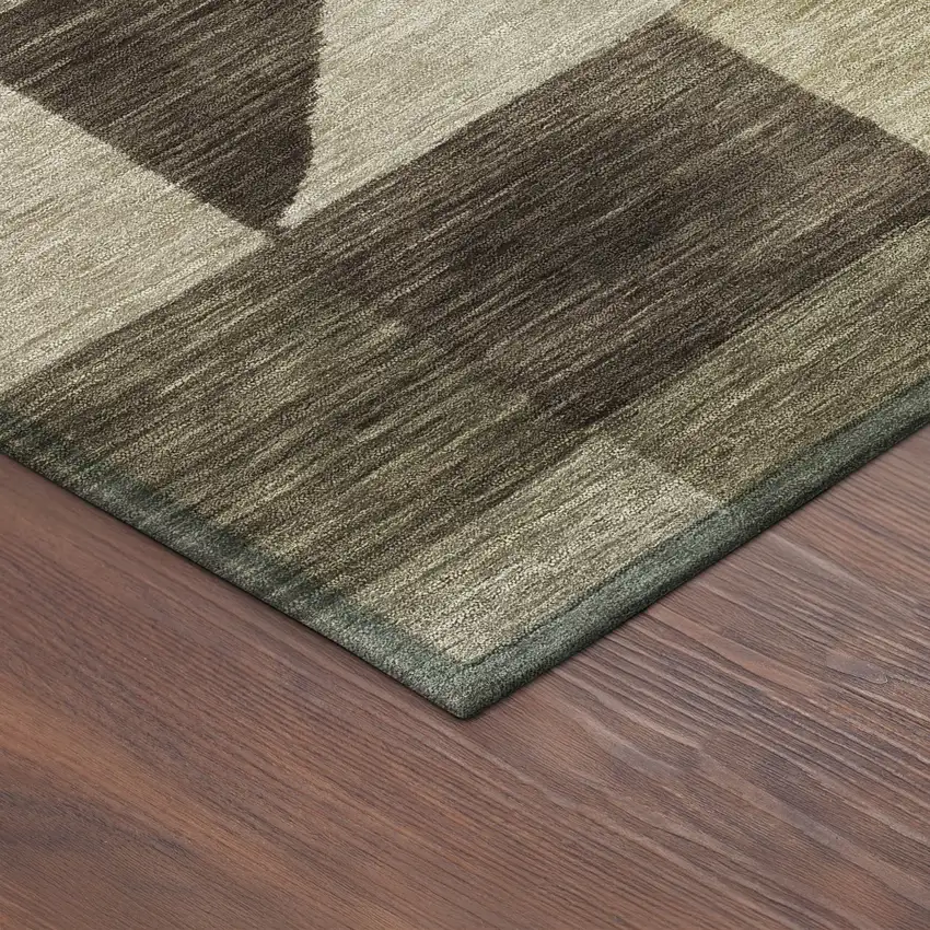 8' Brown And Beige Round Geometric Washable Indoor Outdoor Area Rug Photo 8