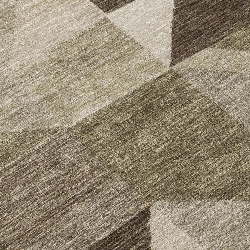 8' Brown And Beige Round Geometric Washable Indoor Outdoor Area Rug Photo 9