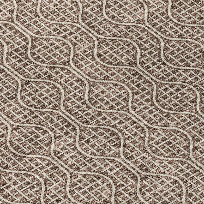 8' Brown And Beige Round Geometric Washable Indoor Outdoor Area Rug Photo 4