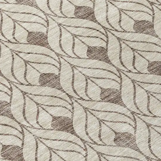 8' Brown And Beige Round Geometric Washable Indoor Outdoor Area Rug Photo 8