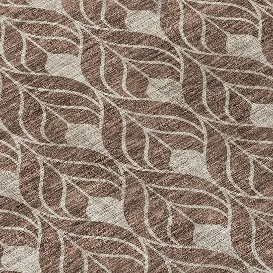 8' Brown And Beige Round Geometric Washable Indoor Outdoor Area Rug Photo 8