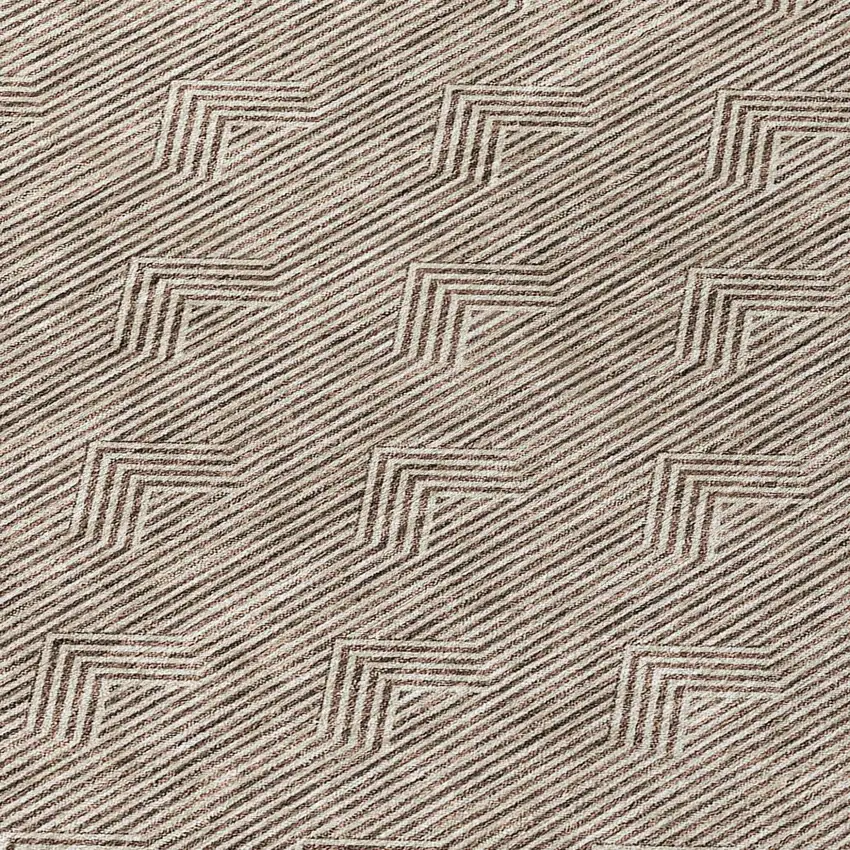 8' Brown And Beige Round Geometric Washable Indoor Outdoor Area Rug Photo 8