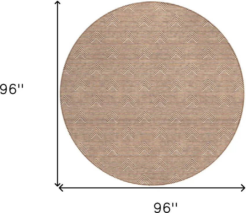 8' Brown And Beige Round Geometric Washable Indoor Outdoor Area Rug Photo 3