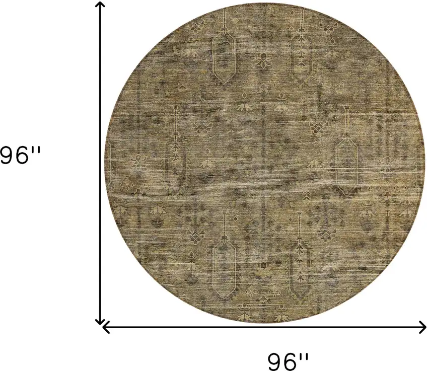 8' Brown And Beige Round Southwestern Washable Indoor Outdoor Area Rug Photo 3