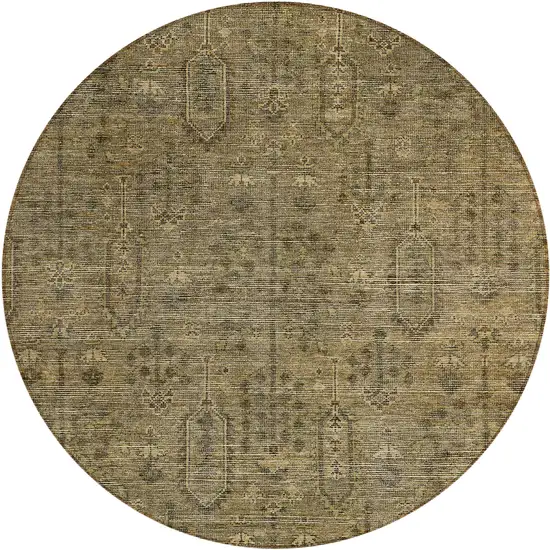 8' Brown And Beige Round Southwestern Washable Indoor Outdoor Area Rug Photo 2