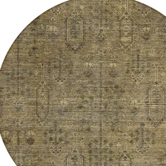 8' Brown And Beige Round Southwestern Washable Indoor Outdoor Area Rug Photo 4