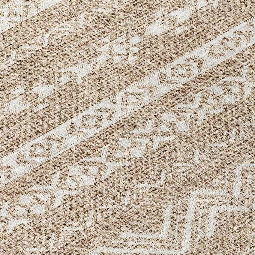 8' Brown And Beige Round Southwestern Washable Indoor Outdoor Area Rug Photo 8