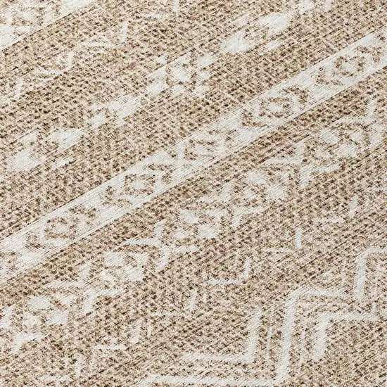 8' Brown And Beige Round Southwestern Washable Indoor Outdoor Area Rug Photo 8