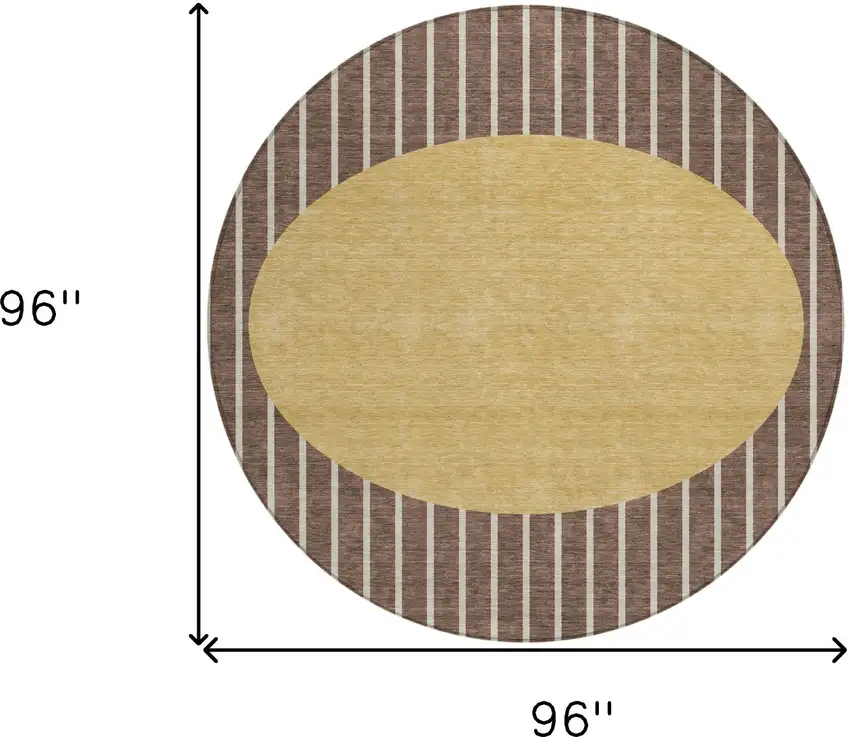 8' Brown And Beige Round Striped Washable Indoor Outdoor Area Rug Photo 3