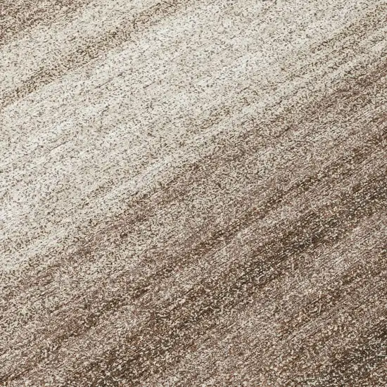 8' Brown And Beige Round Striped Washable Indoor Outdoor Area Rug Photo 8