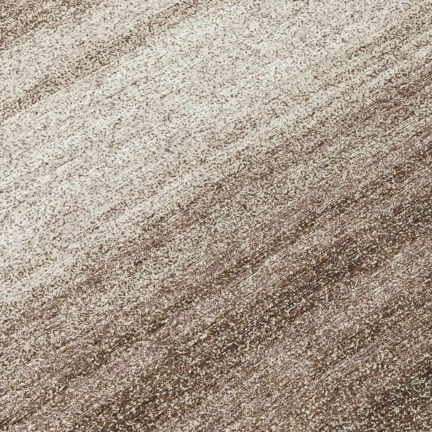 8' Brown And Beige Round Striped Washable Indoor Outdoor Area Rug Photo 8