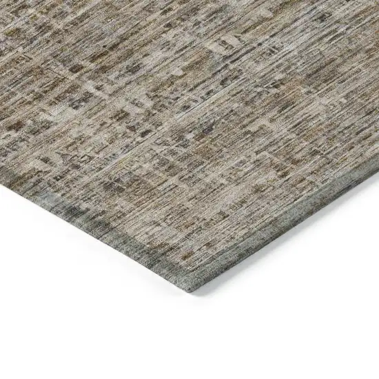 8' Brown And Beige Round Striped Washable Indoor Outdoor Area Rug Photo 8