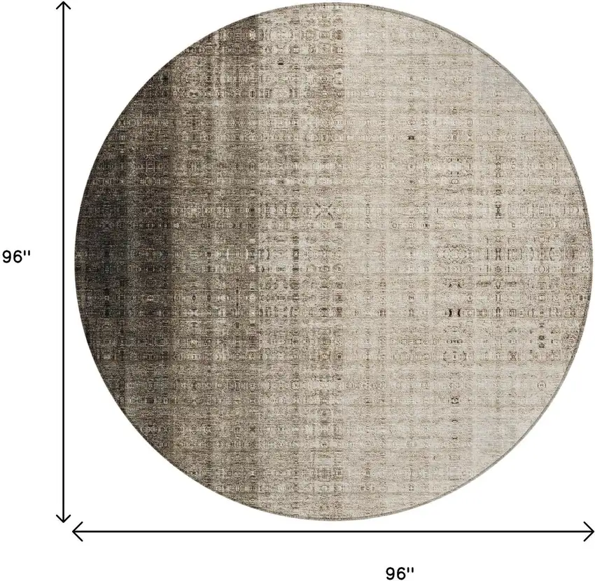 8' Brown And Beige Round Striped Washable Indoor Outdoor Area Rug Photo 3