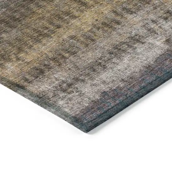 8' Brown And Beige Round Striped Washable Indoor Outdoor Area Rug Photo 6