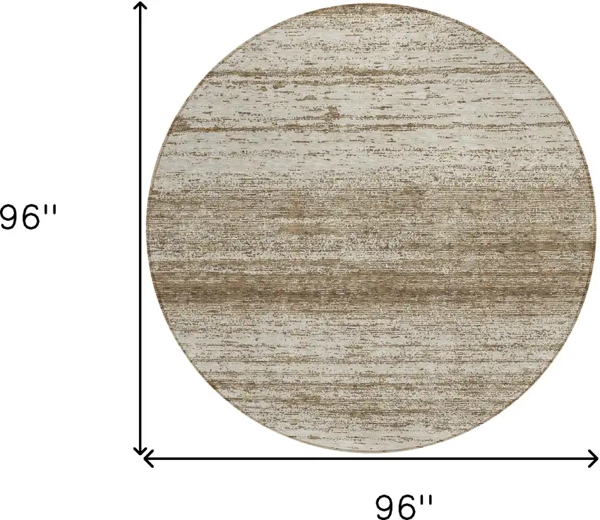 8' Brown And Beige Round Striped Washable Indoor Outdoor Area Rug Photo 3