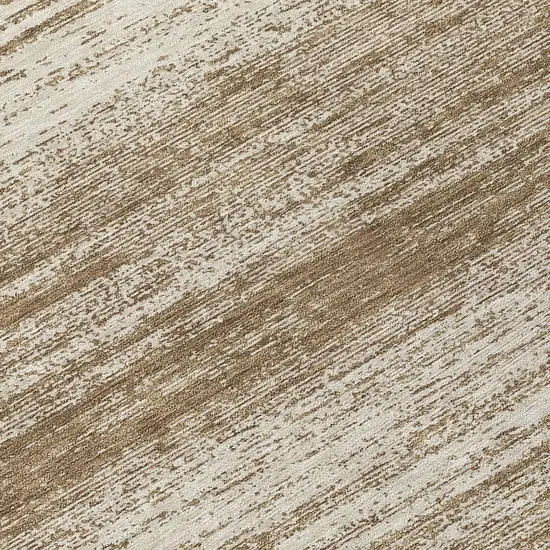 8' Brown And Beige Round Striped Washable Indoor Outdoor Area Rug Photo 8