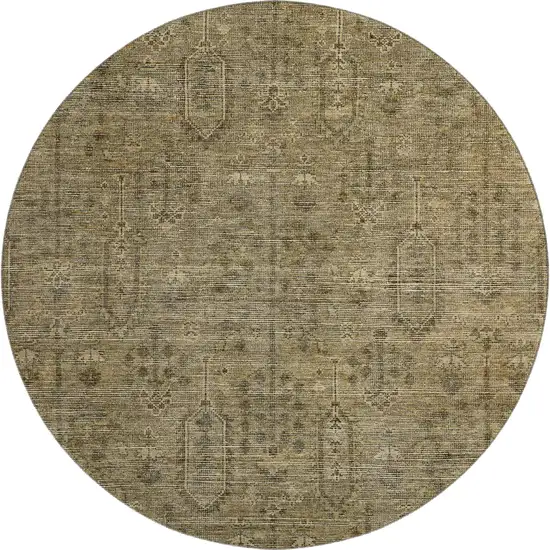8' Brown And Beige Southwestern Washable Round Rug With UV Protection Photo 1