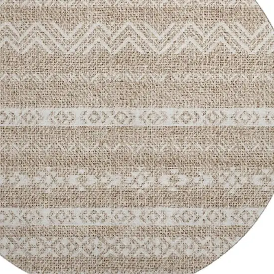 8' Brown And Beige Southwestern Washable Round Rug With UV Protection Photo 3