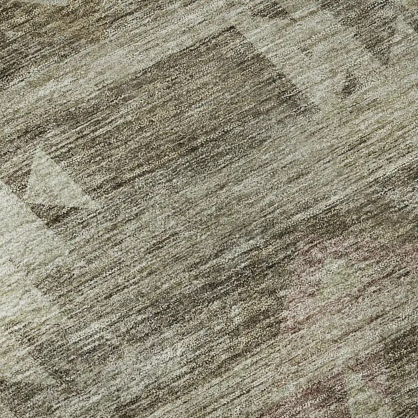 8' Brown And Beige Southwestern Washable Round Rug With UV Protection Photo 9