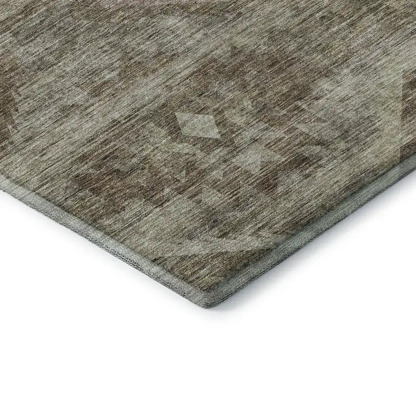 8' Brown And Beige Southwestern Washable Round Rug With UV Protection Photo 7