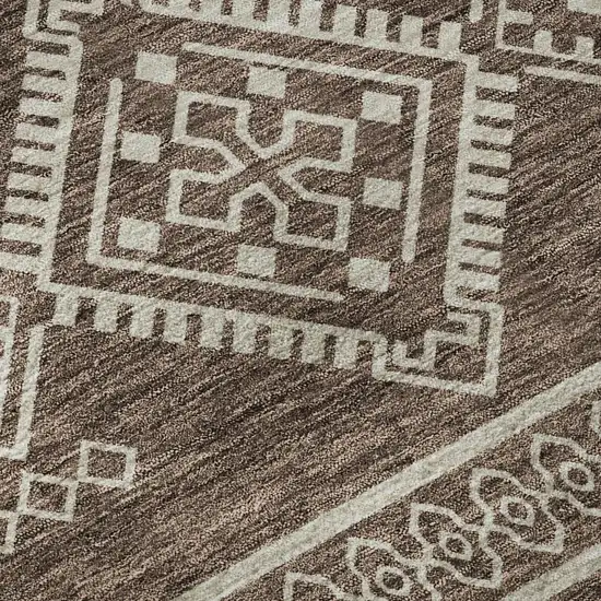 8' Brown And Beige Southwestern Washable Round Rug With UV Protection Photo 8