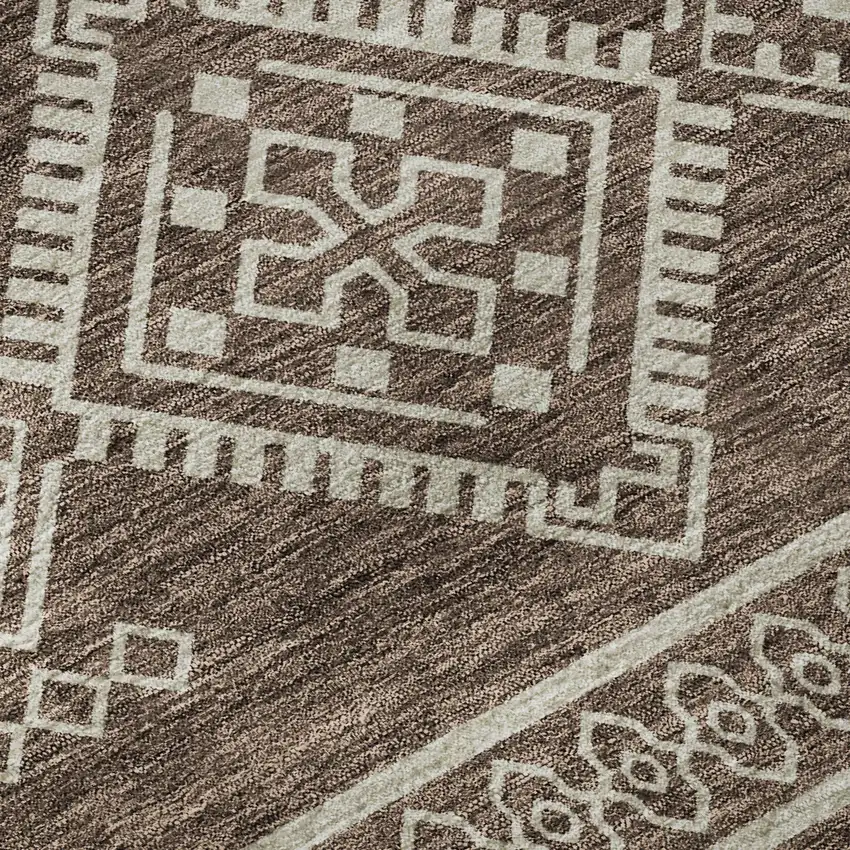 8' Brown And Beige Southwestern Washable Round Rug With UV Protection Photo 8