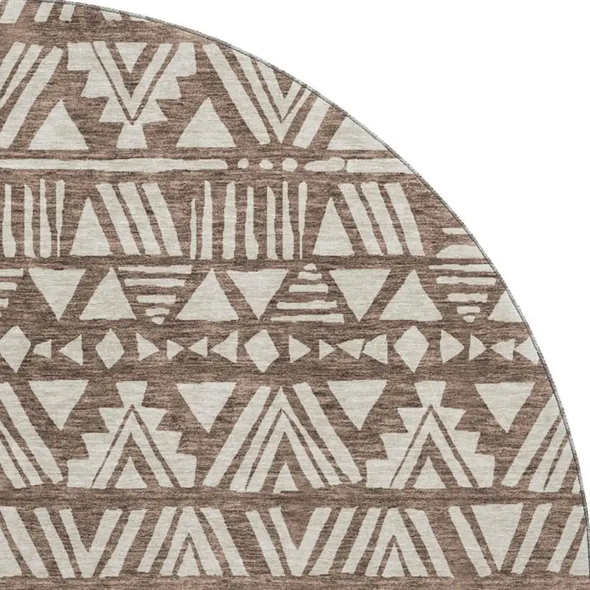 8' Brown And Beige Southwestern Washable Round Rug With UV Protection Photo 4