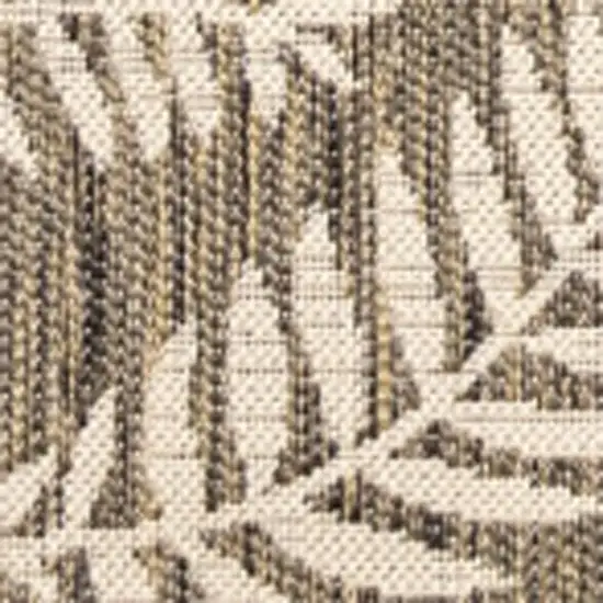 4' Brown And Beige Square Floral Indoor Outdoor Area Rug Photo 2