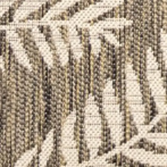 6' Brown And Beige Square Floral Indoor Outdoor Area Rug Photo 2