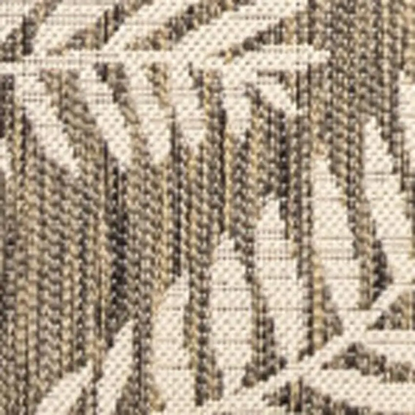 6' Brown And Beige Square Floral Indoor Outdoor Area Rug Photo 2