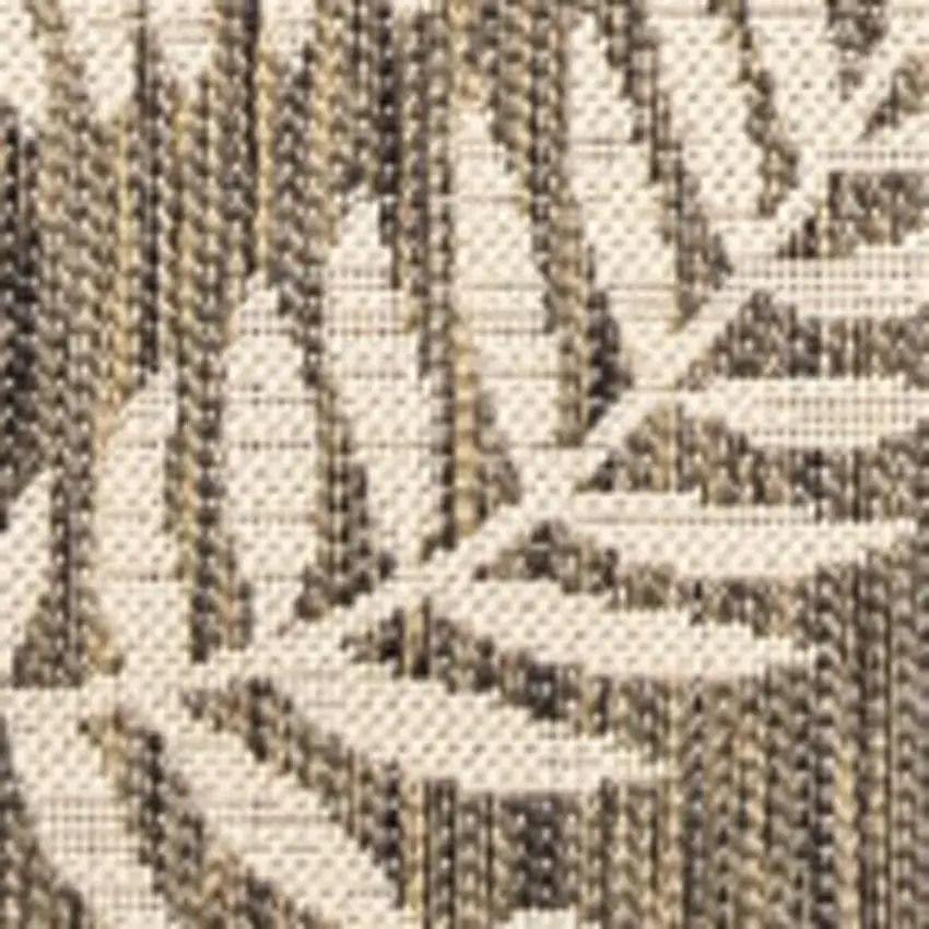 8' Brown And Beige Square Floral Indoor Outdoor Area Rug Photo 2