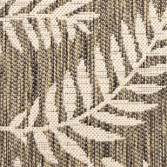 8' Brown And Beige Square Floral Indoor Outdoor Area Rug Photo 3