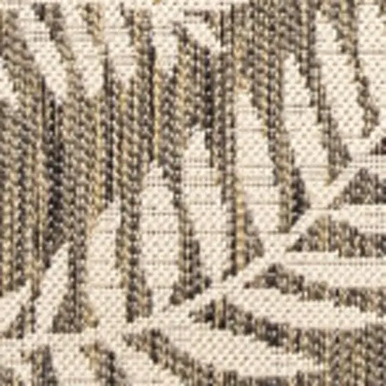 9' Brown And Beige Square Floral Indoor Outdoor Area Rug Photo 2