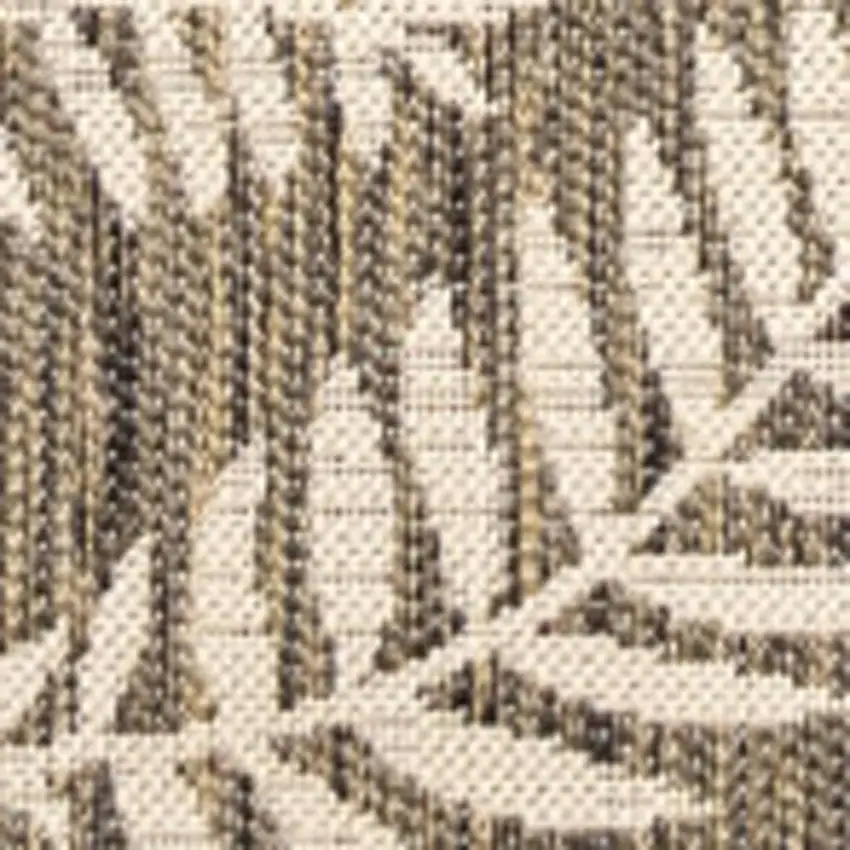 9' Brown And Beige Square Floral Indoor Outdoor Area Rug Photo 2