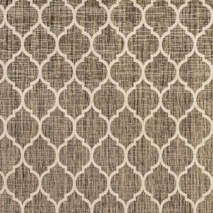 3' Brown And Beige Square Geometric Indoor Outdoor Area Rug Photo 2