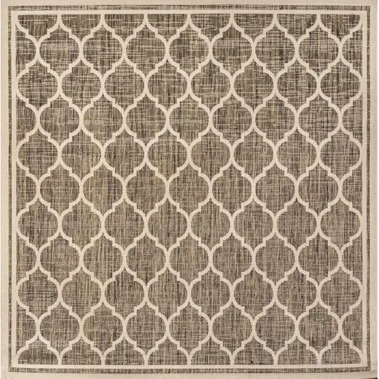 3' Brown And Beige Square Geometric Indoor Outdoor Area Rug Photo 3