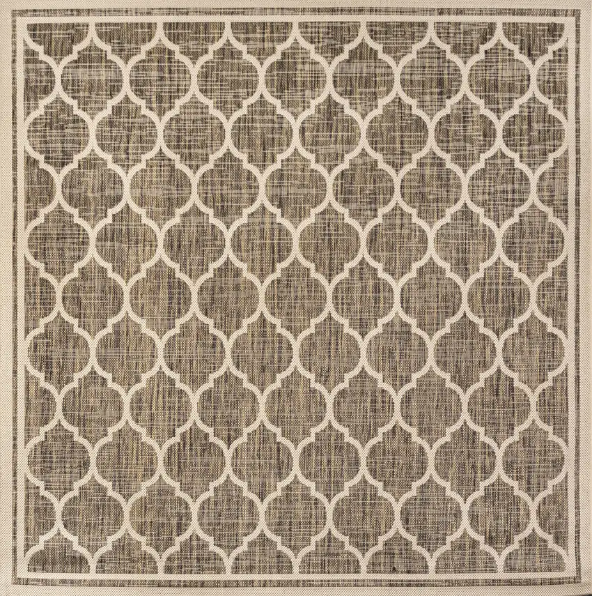 3' Brown And Beige Square Geometric Indoor Outdoor Area Rug Photo 3