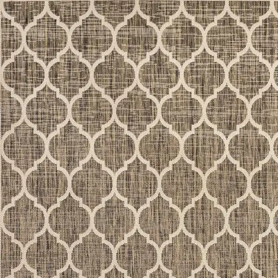 4' Brown And Beige Square Geometric Indoor Outdoor Area Rug Photo 2