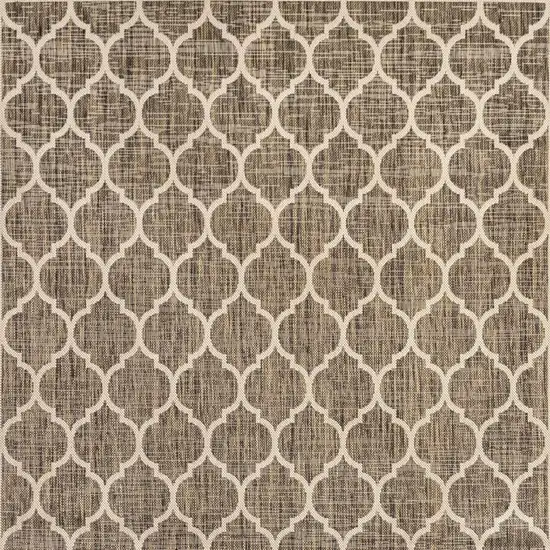 6' Brown And Beige Square Geometric Indoor Outdoor Area Rug Photo 3