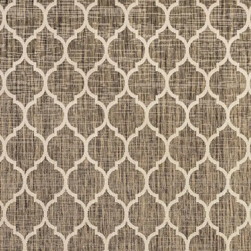 8' Brown And Beige Square Geometric Indoor Outdoor Area Rug Photo 2