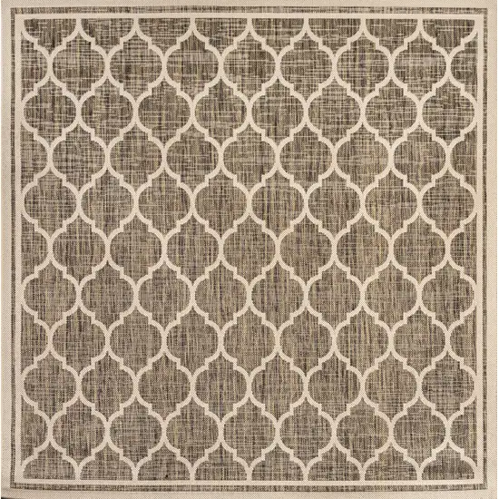 9' Brown And Beige Square Geometric Indoor Outdoor Area Rug Photo 1