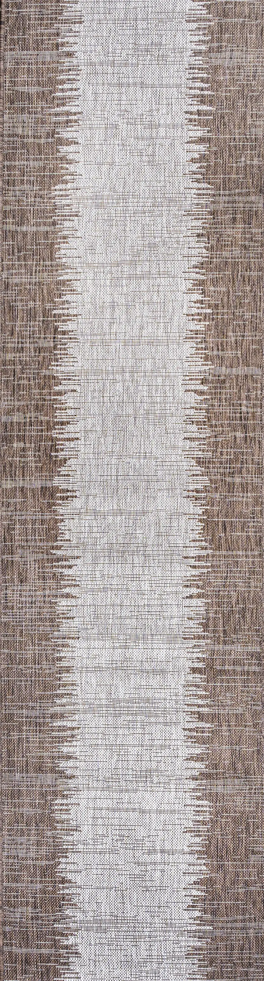 10' Brown And Beige Striped Indoor Outdoor Runner Rug Photo 4