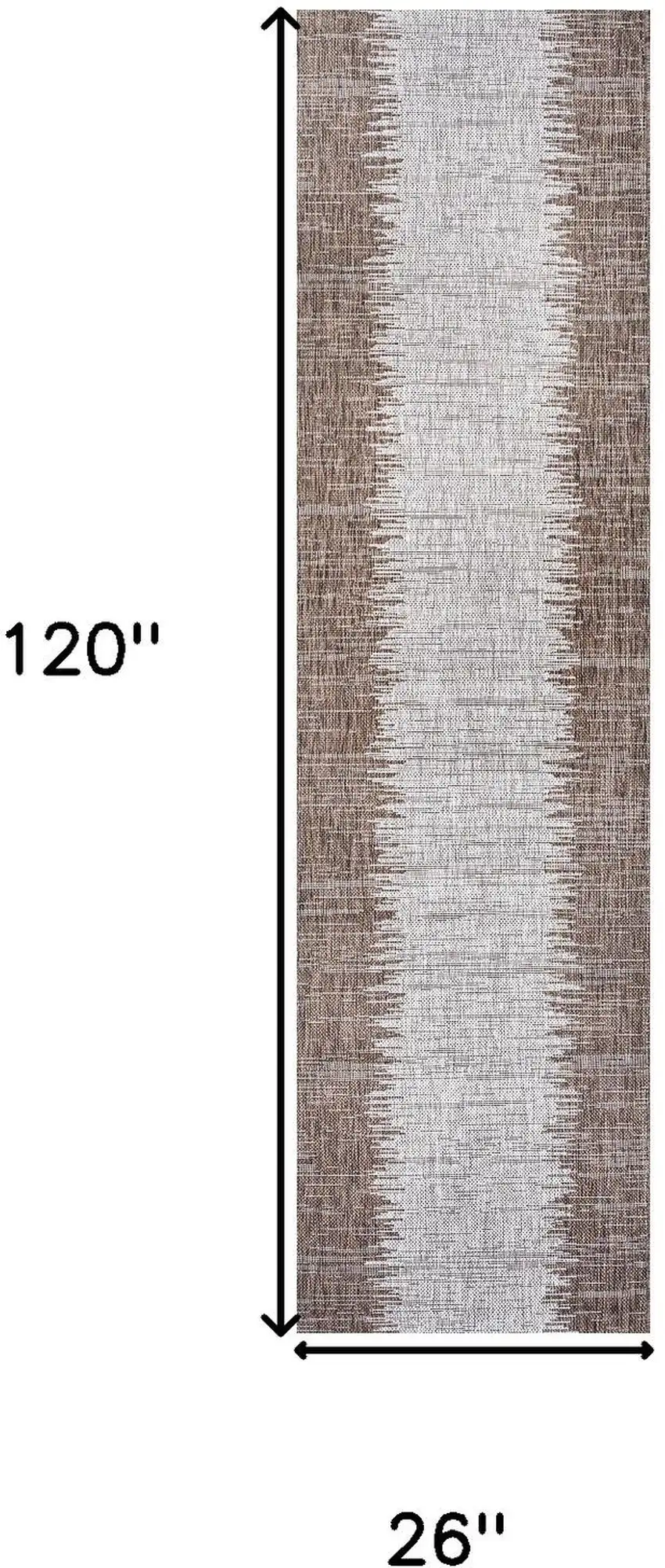 10' Brown And Beige Striped Indoor Outdoor Runner Rug Photo 3